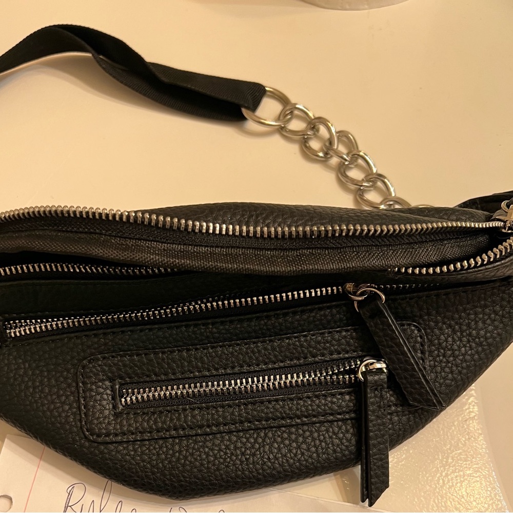 Leather & chain fanny pack